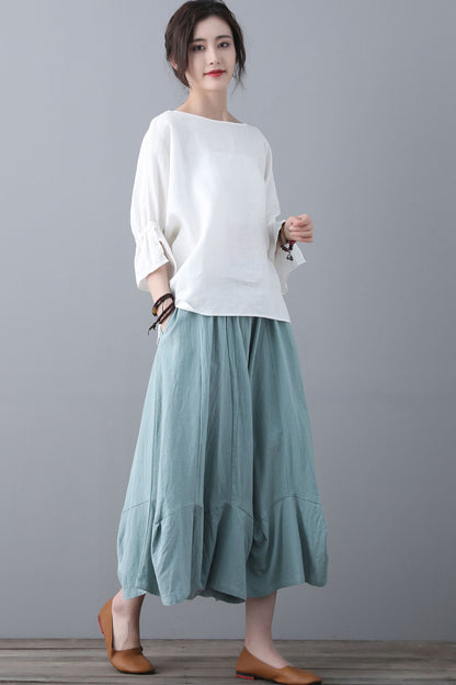 White linen Spring and Summer organic tops C1864