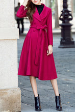 Load image into Gallery viewer, Winter rose red double-breasted wool coat C4205
