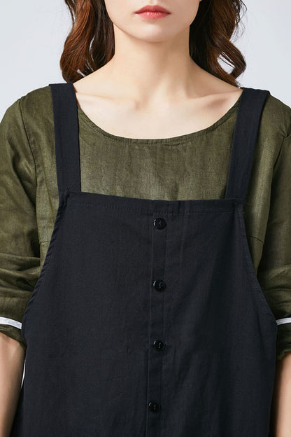 Black spring plus size overalls C1693