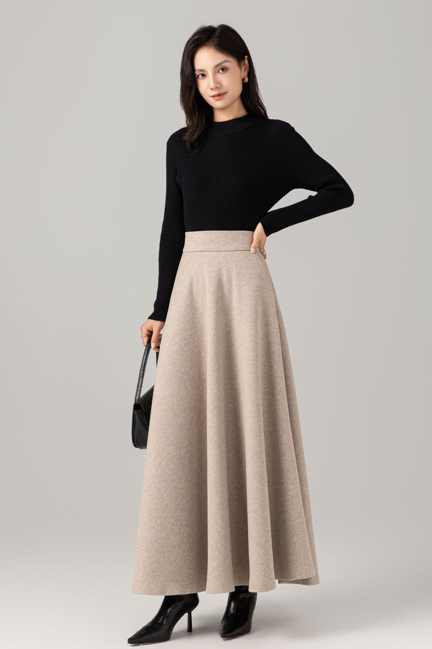 Maxi elegant winter wool skirt women C5274