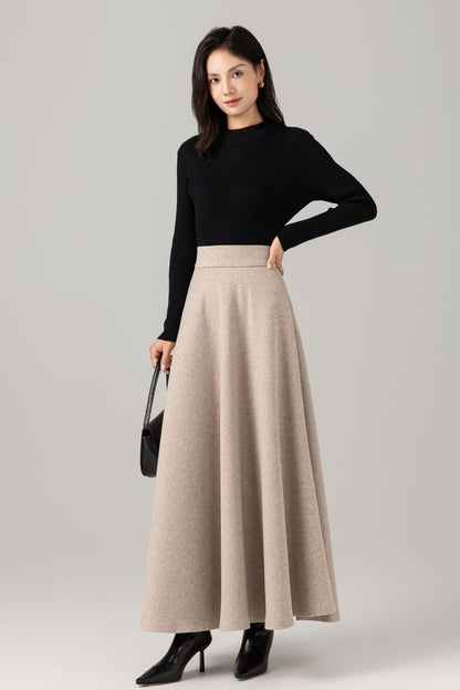 Maxi elegant winter wool skirt women C5274