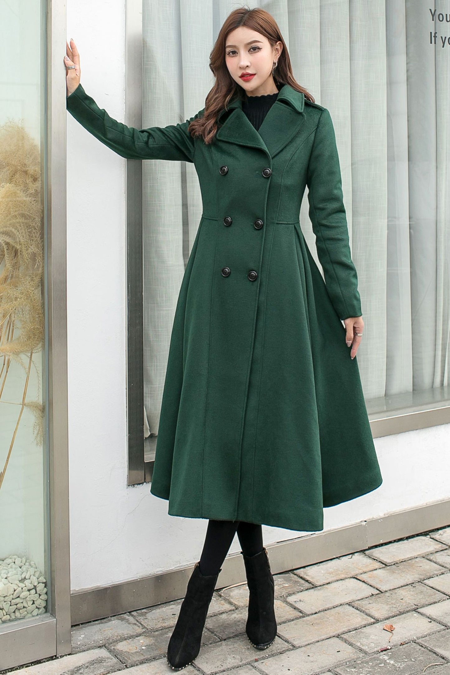 Vintage Inspired Green Wool Coat C2579