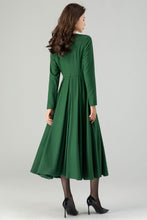 Load image into Gallery viewer, Green Wool  Womens Dresses C3615
