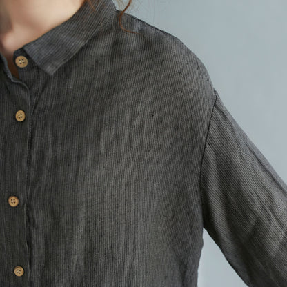 Button Down Long Sleeve linen Shirt C2119