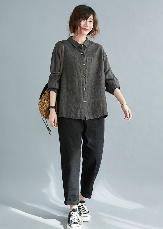 Button Down Long Sleeve linen Shirt C2119