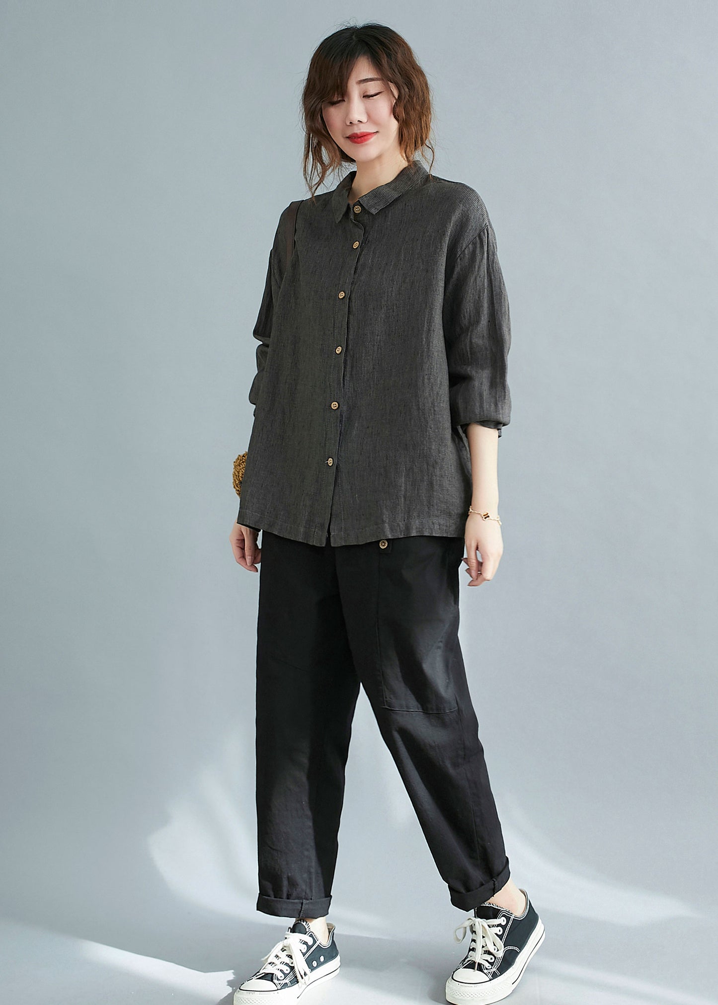 Button Down Long Sleeve linen Shirt C2119