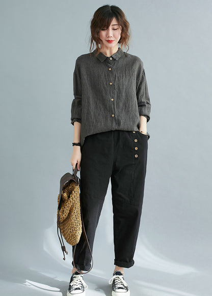 Button Down Long Sleeve linen Shirt C2119