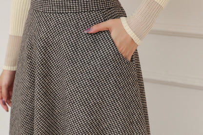 Vintage Classic Long Maxi Plaid Wool Skirt C5190