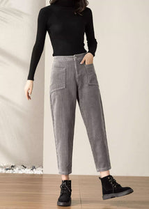 Women's Tapered Pants, Elastic Waist Corduroy Pants C3509