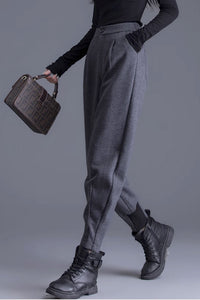 womens winter wool pants with loose fitting legs C3435