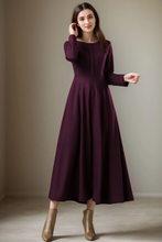 Load image into Gallery viewer, Women Vintage inspired purple Wool Dress c2400
