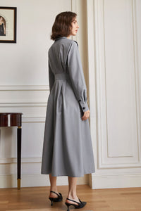 Gray shirt dress women, autumn dress for women C3475