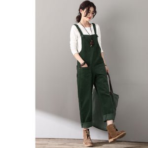 Women's Green corduroy overalls C4510