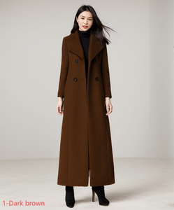 Double-breasted wool maxi coat Women C1766