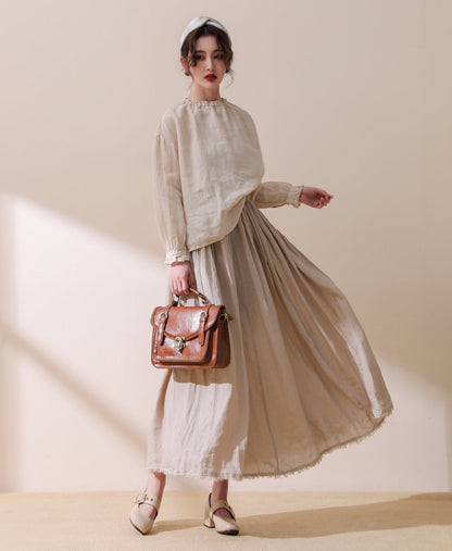Beige Linen tops, Linen blouses, Women's Linen tops C1867