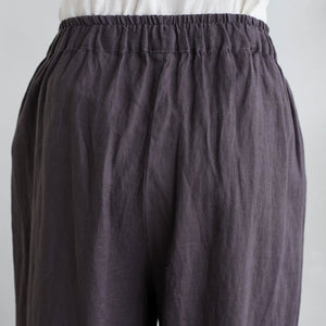 Gray Palazzo Linen Pants C1916,Size S/M #CK2100113