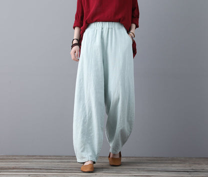 Wide Leg Linen Pants, Soft Casual Loose Linen Trousers c1938