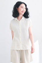 Load image into Gallery viewer, Summer Women White Short Sleeves Blouse C2715,Size S #CK2200400
