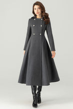 Load image into Gallery viewer, Long Wool Coat, Hooded Wool Coat, Winter Wool Coat C3704
