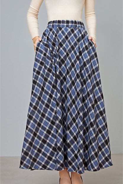 long wool skirt with elastic waist C3732