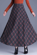 Load image into Gallery viewer, a line plaid long wool skirt women C3734
