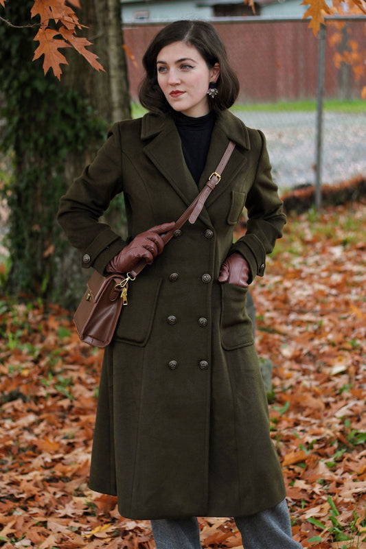 Army Green Wool Military Coat Women C3766