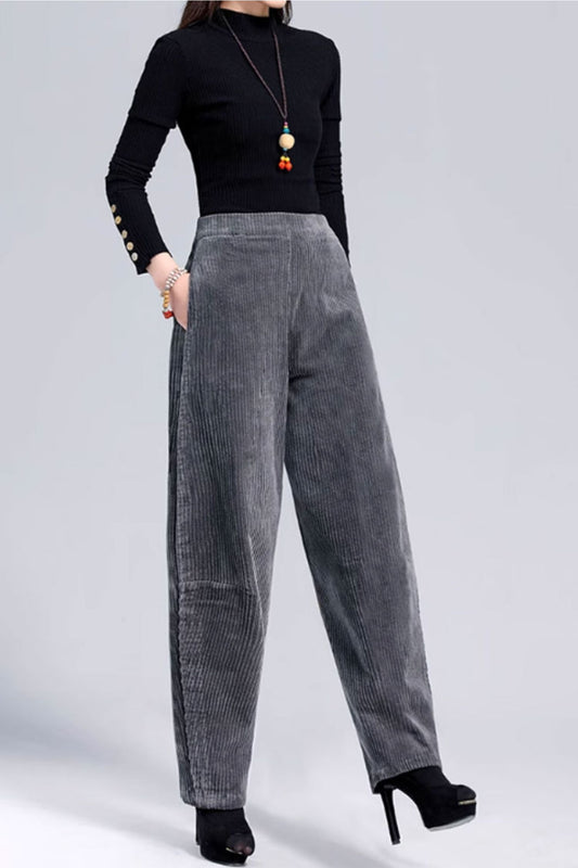 loose fitting winter corduroy pants women C3789