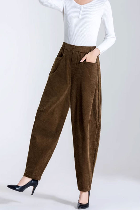 loose fitting winter corduroy pants women C3790