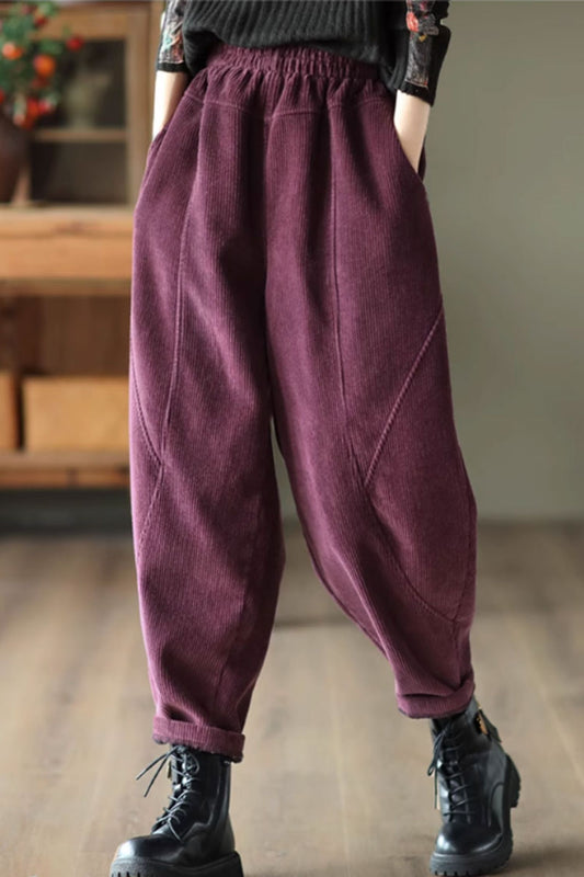 Loose fitting corduroy long pants women C3804