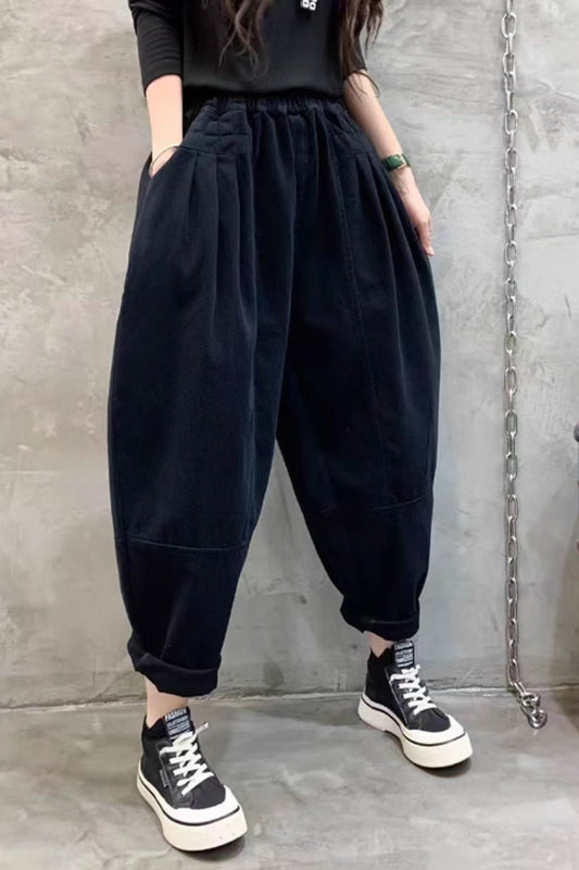 Plus size cotton blend pants for women C3816