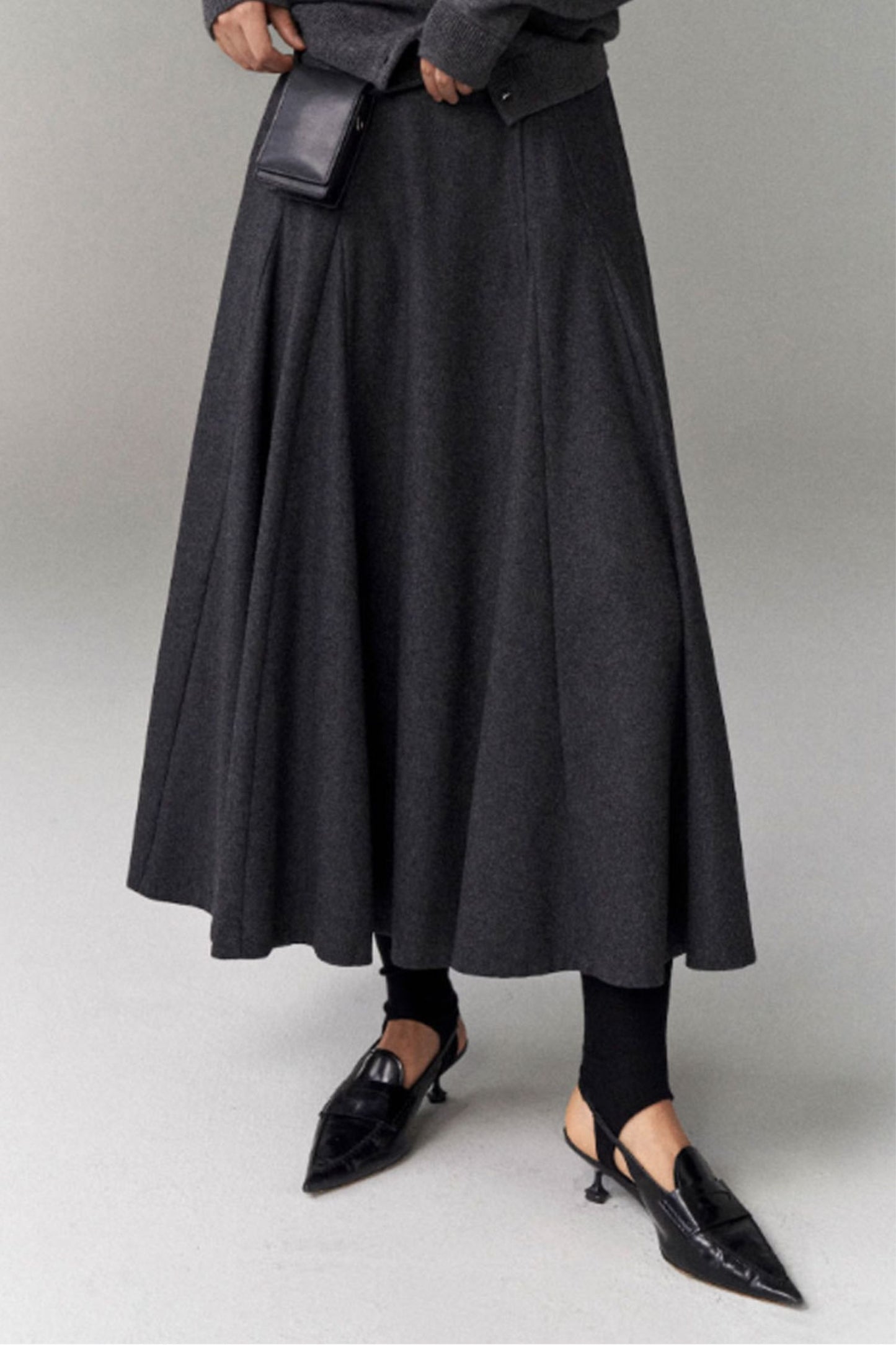 gray winter long wool skirt women  C3831