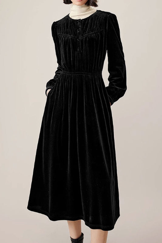 long sleeves velvet dress women  C3833