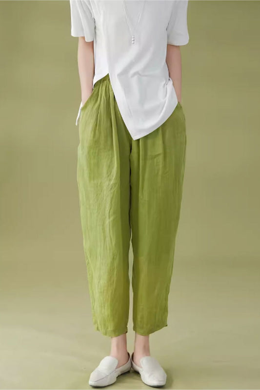 spring loose fitting linen pants women  C3853