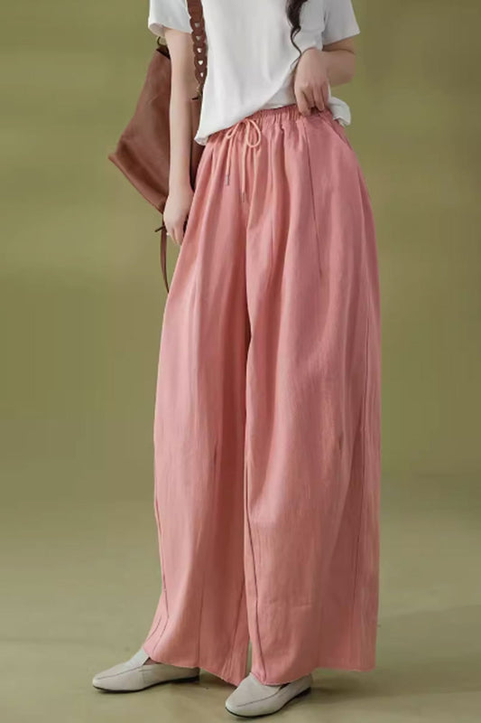 wide leg long linen pants women  C3862