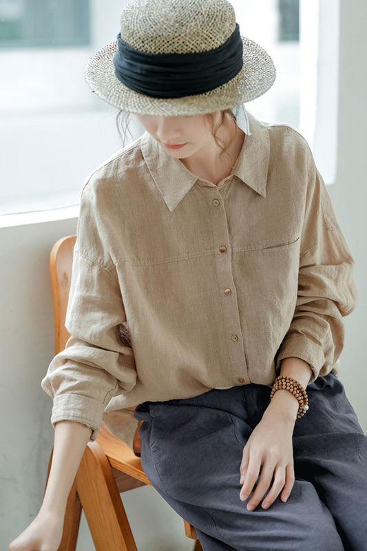 Classic Spring Button down linen shirt C3881