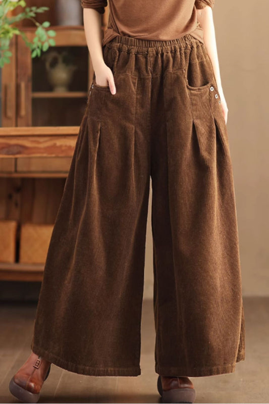 wide leg womens corduroy pants C3899