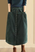 Load image into Gallery viewer, A line corduroy skirt with buttons in front C3901
