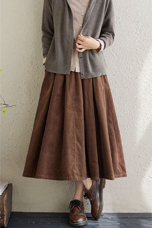 A line swing corduroy spring skirt C3902