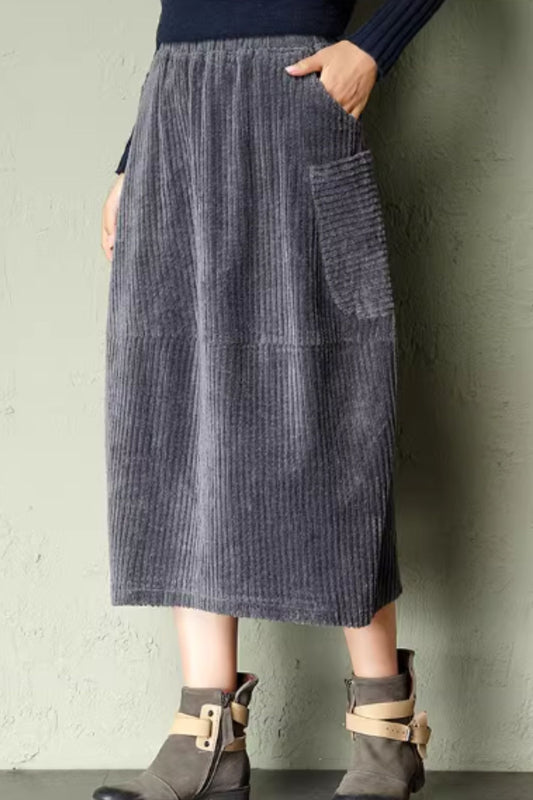 Women's spring/autumn corduroy midi skirt  C3904