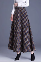 Load image into Gallery viewer, a line plaid long wool skirt women C3735
