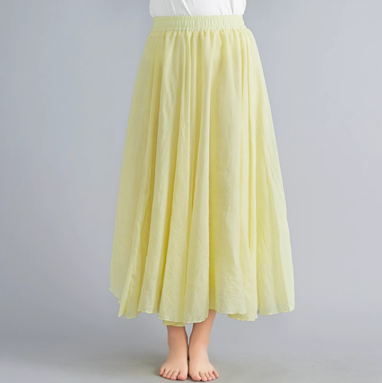 Maxi Plus size summer linen skirt women C5023-18 (yellow)