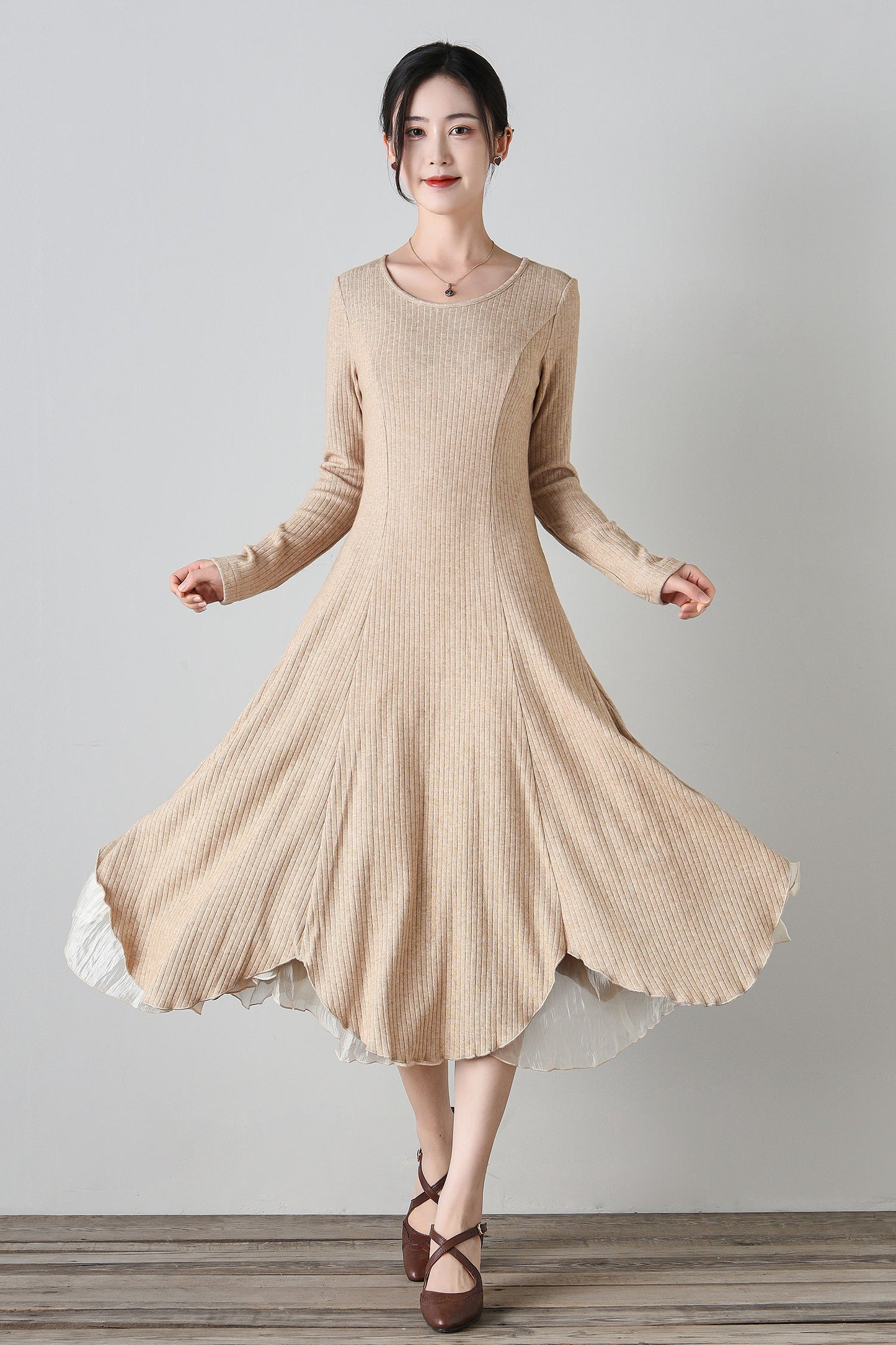 long sleeves prom autumn knit dress C4698