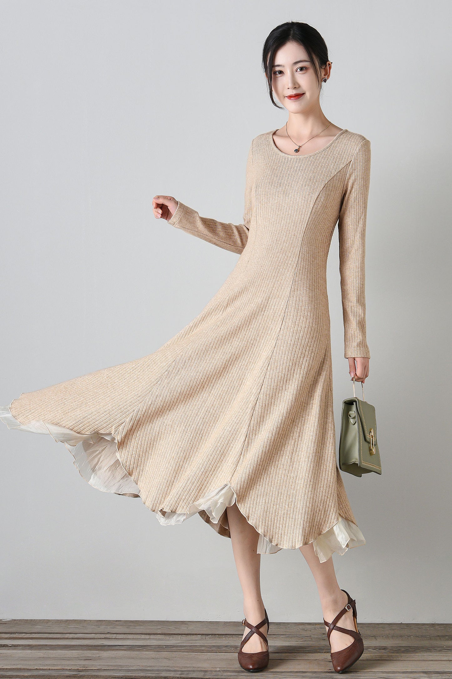 long sleeves prom autumn knit dress C4698