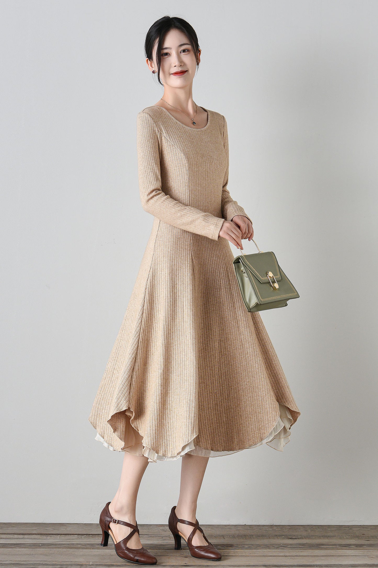 long sleeves prom autumn knit dress C4698