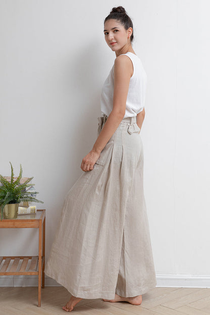 Women Wide Leg Linen Pants C2932,Size 175-US0 #CK2202010
