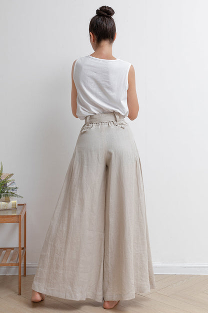 Women Wide Leg Linen Pants C2932,Size 175-US0 #CK2202010
