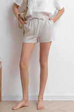 Load image into Gallery viewer, Elastic Waist Beige Linen Shorts C2935,Size 175-US0 #CK2201989
