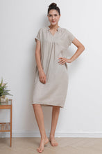 Load image into Gallery viewer, Beige V-neck Midi Linen Dress C2940,Size 175-US0 #CK2202016
