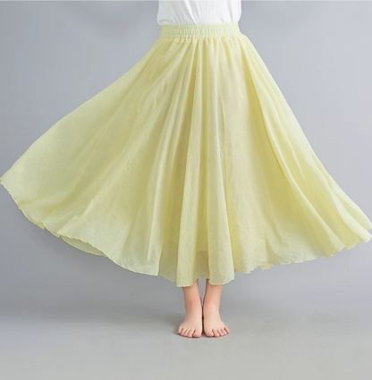 Maxi Plus size summer linen skirt women C5023-18 (yellow)