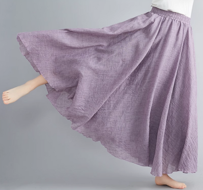 Plus size swing linen skirt women C5023-17 (lavender)